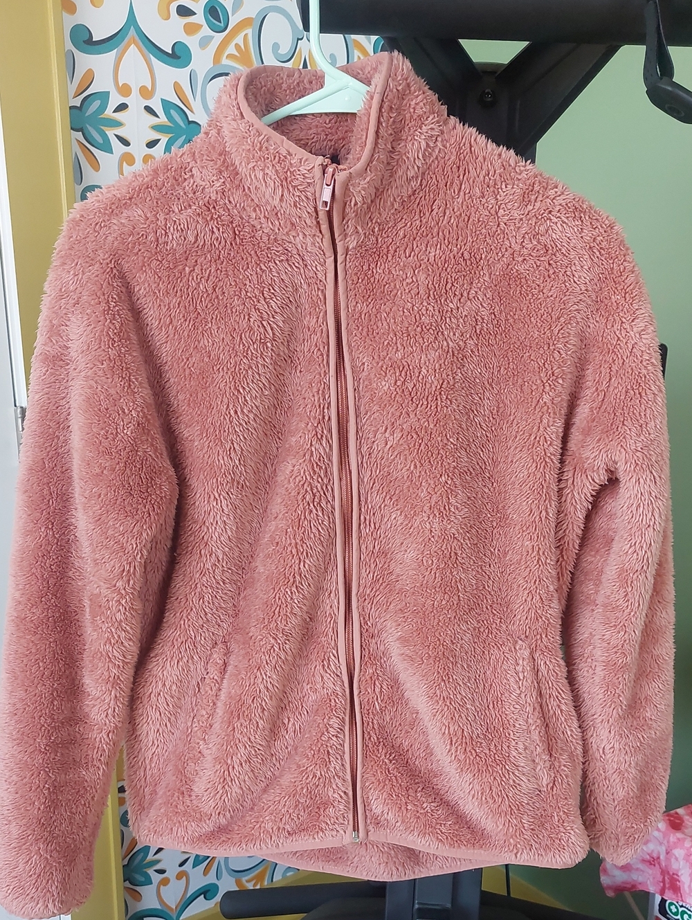Forever 21 Plush Full-Zip Teddy Jacket - Dusty Rose Pink Size Small